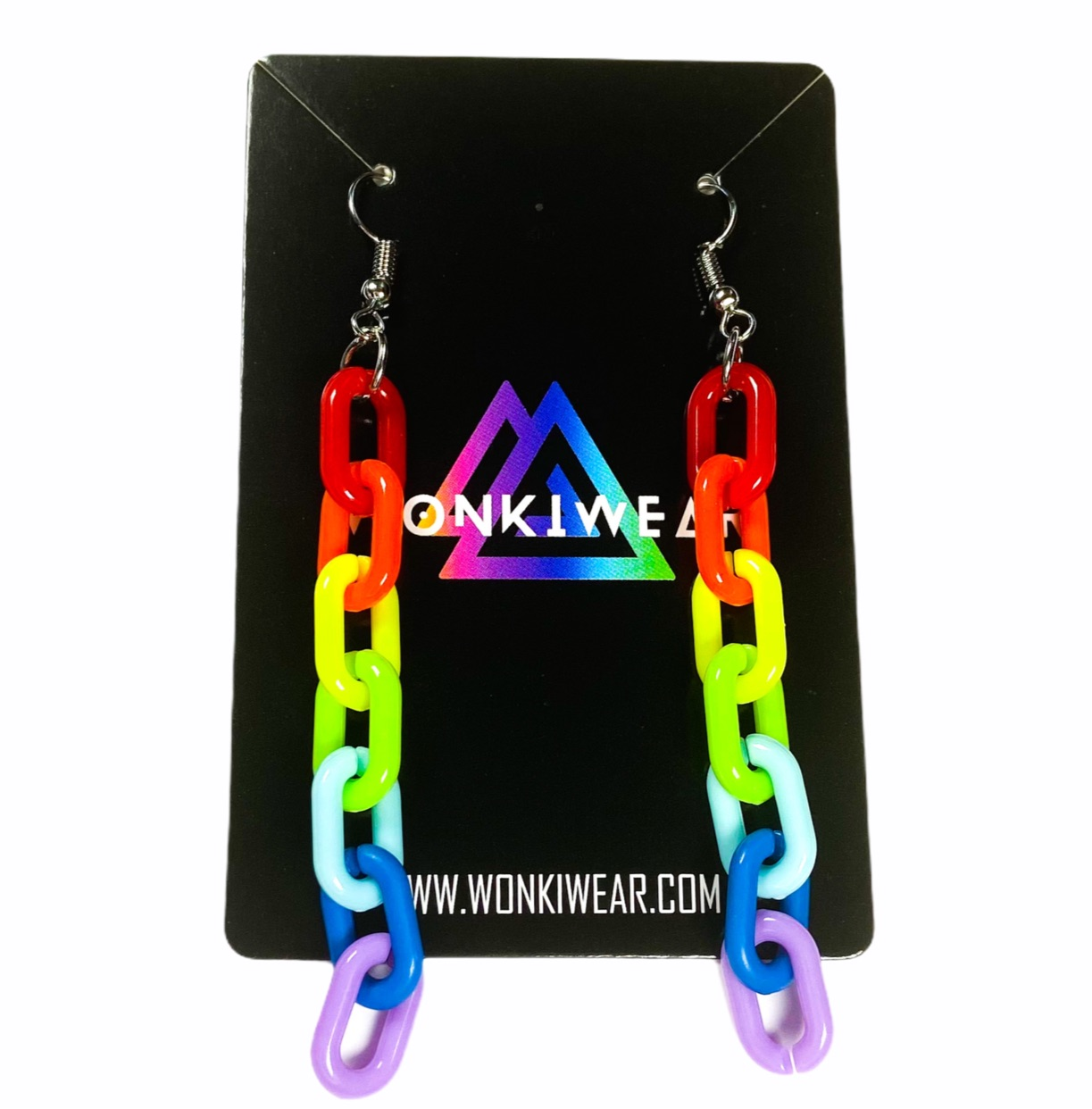 Earrings - Rainbow chain drop