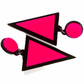 Earrings - Oversized geometric pink and black drops