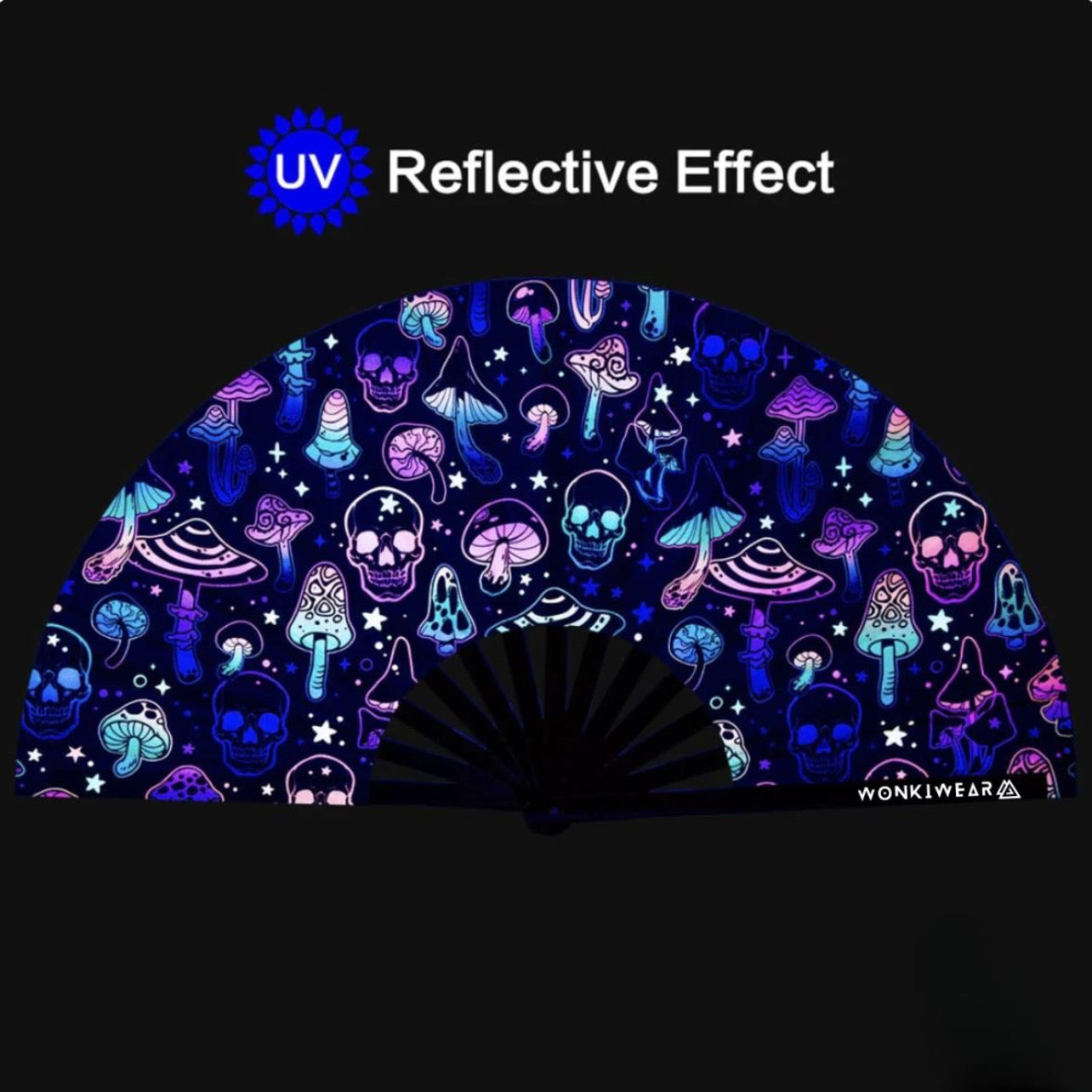 XL Festival Fan - UV Reactive, Skulls and Shrooms