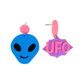 Earrings - Mismatched alien UFO drops