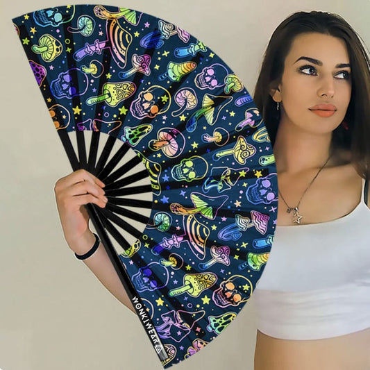 XL Festival Fan - UV Reactive, Skulls and Shrooms