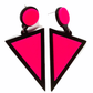 Earrings - Oversized geometric pink and black drops