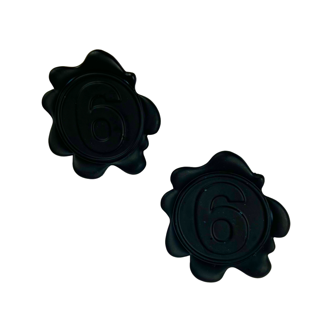 Earrings - Oversized black wax stamp studs