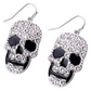 Earrings - Silver rhinestone skull drops