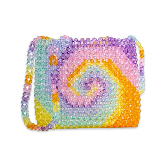 Handmade Bead Shoulder Bag - Spiral Tye Dye