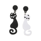 Earrings - Mismatched black and white cat drops