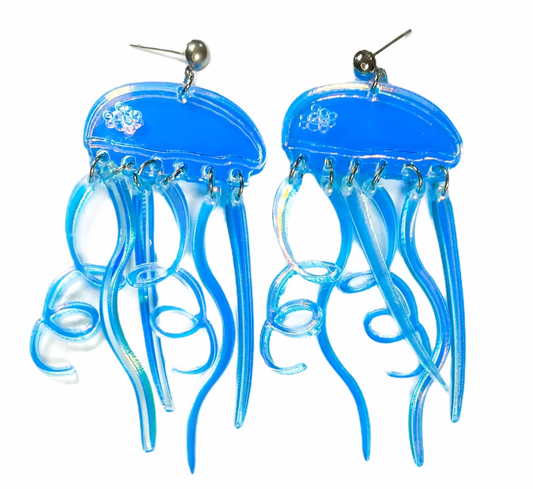 Earrings - Iridescent jellyfish drop