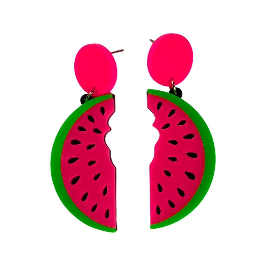 Earrings - Watermelon bite drops