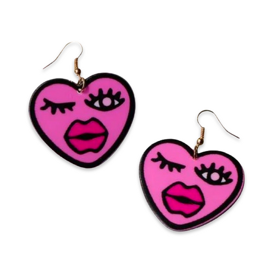 Earrings - Winking heart drops