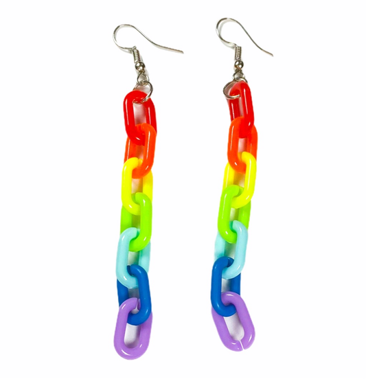 Earrings - Rainbow chain drop