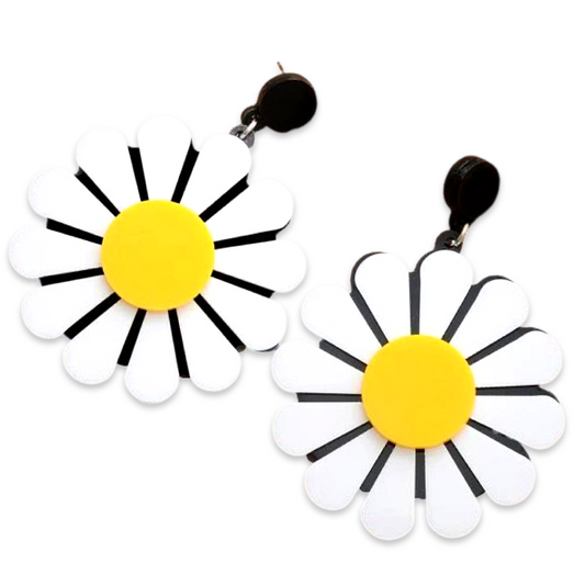 Earrings - Oversized daisy flower drops