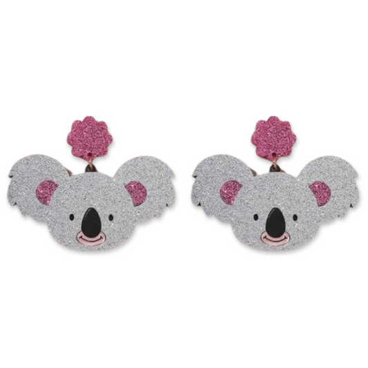 Earrings - Glitter koala bear drops