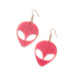 Earrings - Pink glitter alien drop