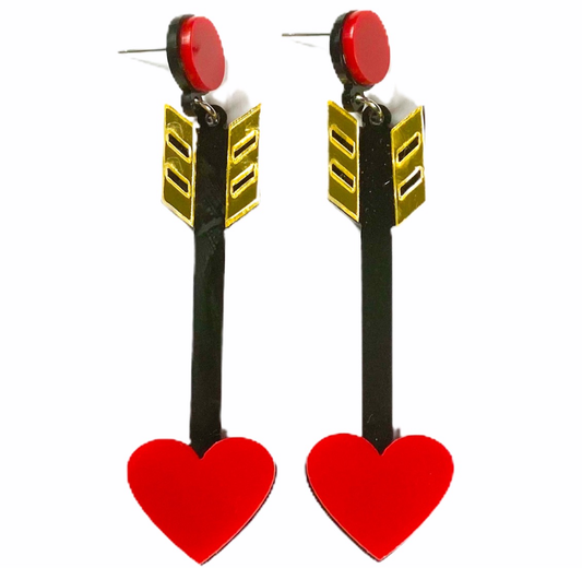 Earrings - Oversized arrow heart drops