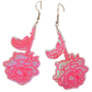 Earrings - Oversized clear pink rose drops